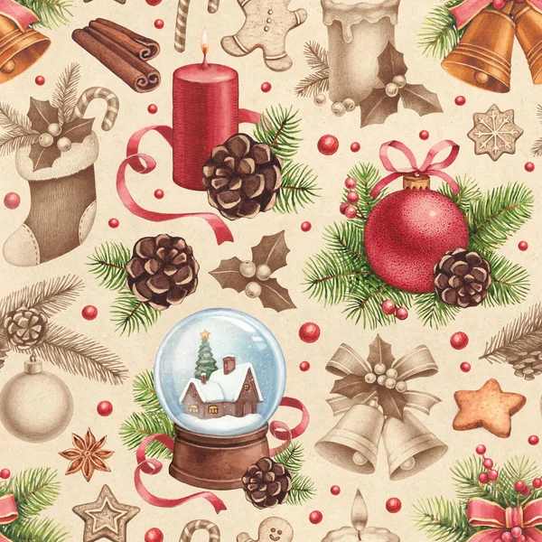 Acquerello decorazioni di Natale — Foto Stock