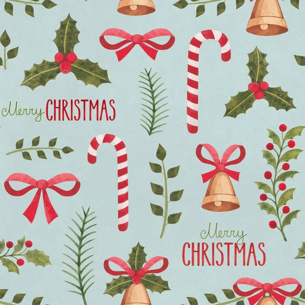 Akvarel Vánoční dekorace — Stock fotografie
