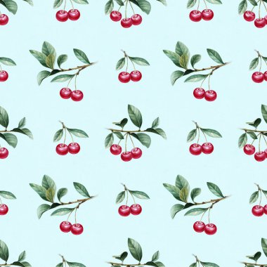 Suluboya kiraz yaprakları ile