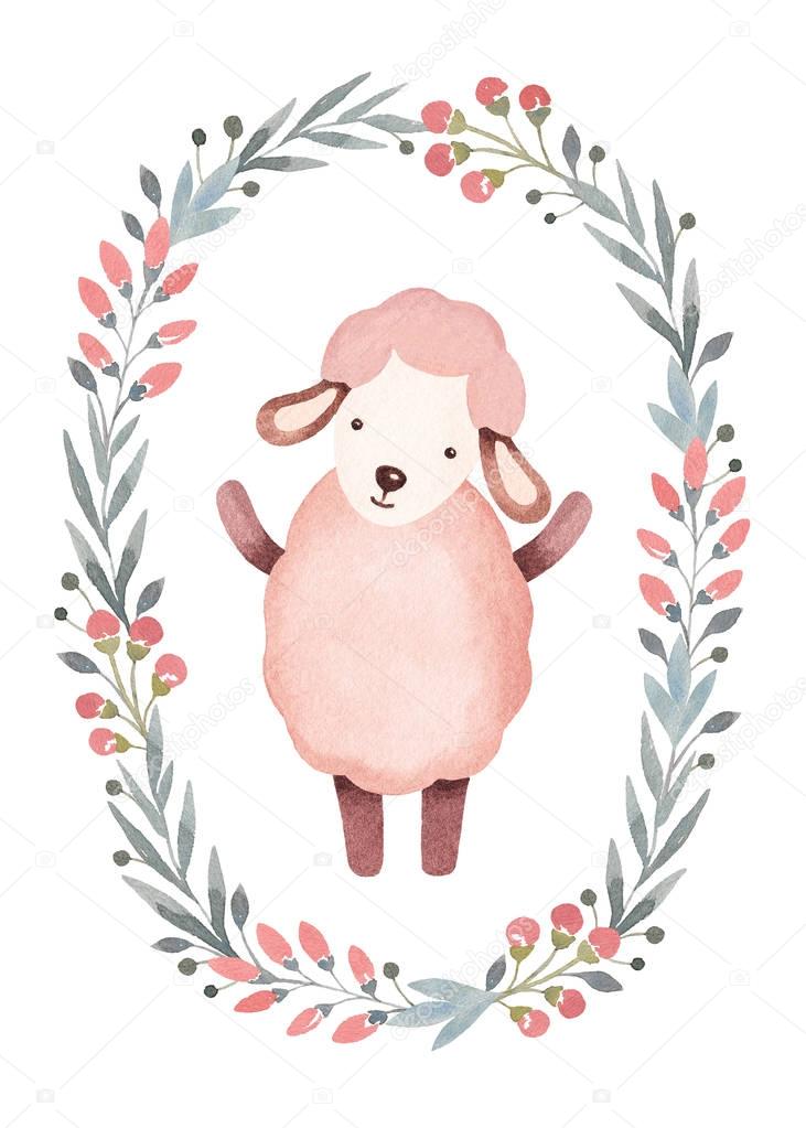 Watercolor illustration of sheep