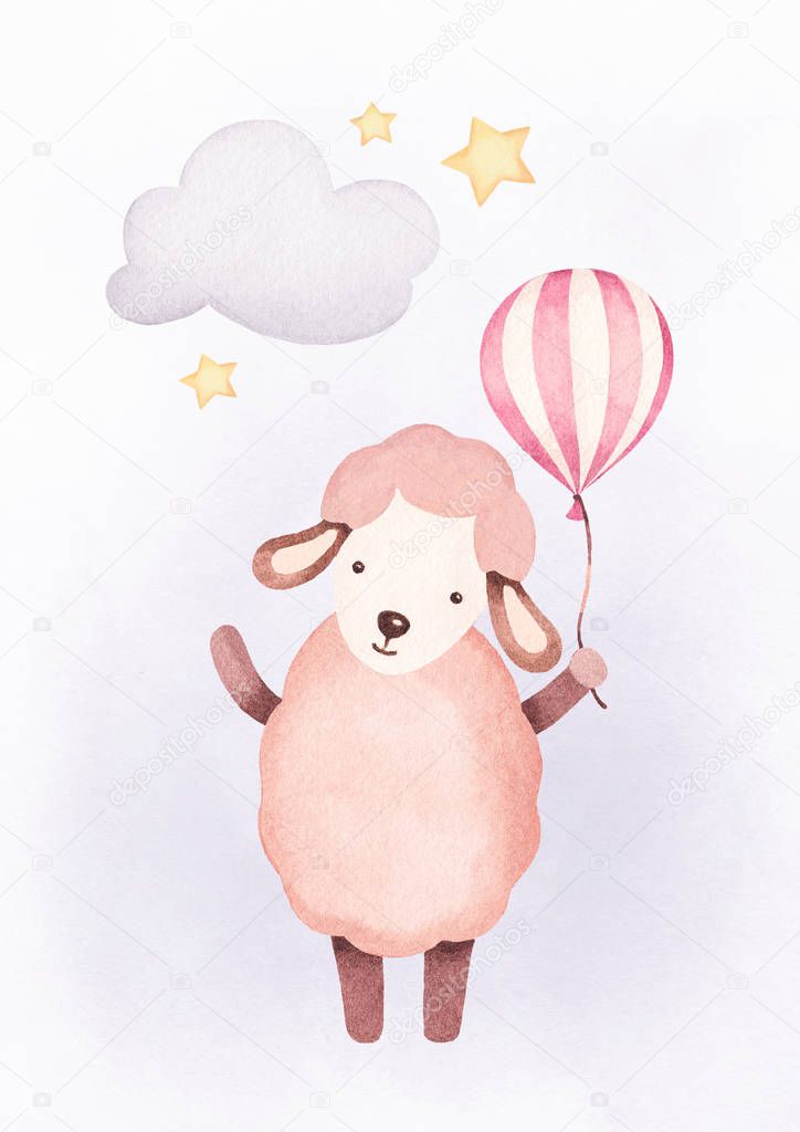 Watercolor illustration of sheep