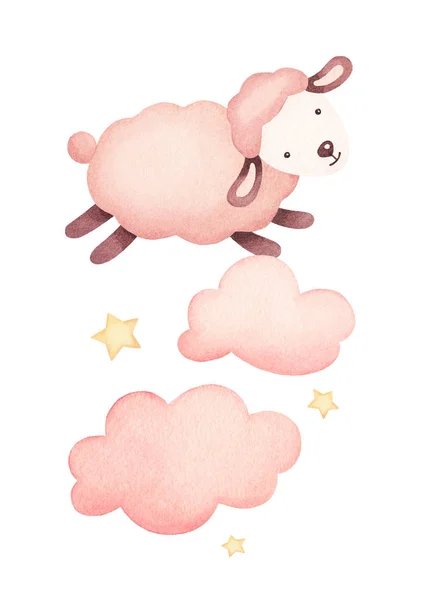 可爱的羊和云 — 图库照片