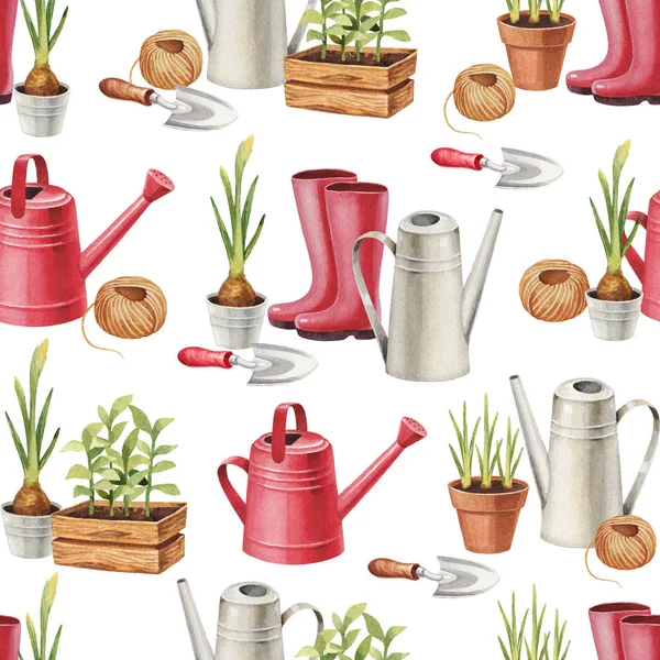 Plantas y herramientas de jardín — Foto de Stock