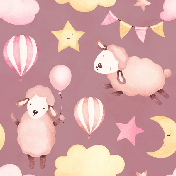 cute sheep and clouds