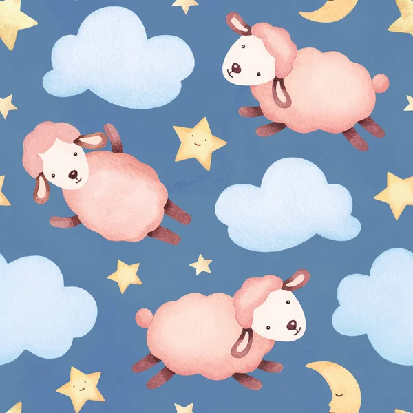 cute sheep and clouds