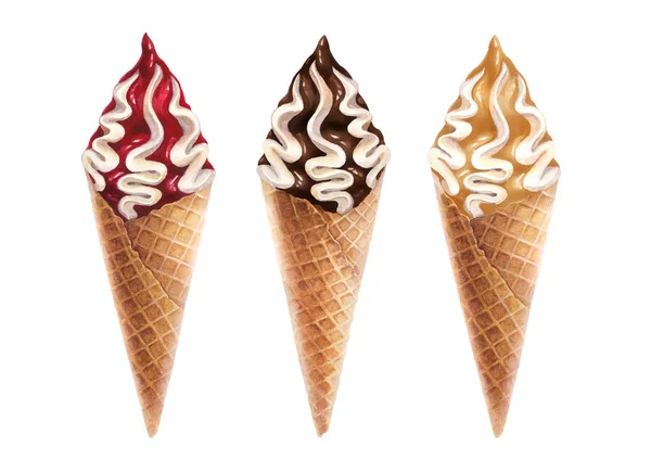 Watercolor Illustration Ice Cream — Stock Photo, Image