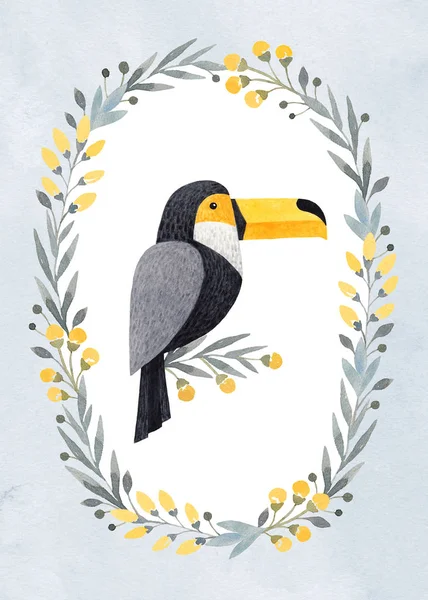 Aquarell-Illustrationen eines Tukan. perfekt für Grußkarten — Stockfoto