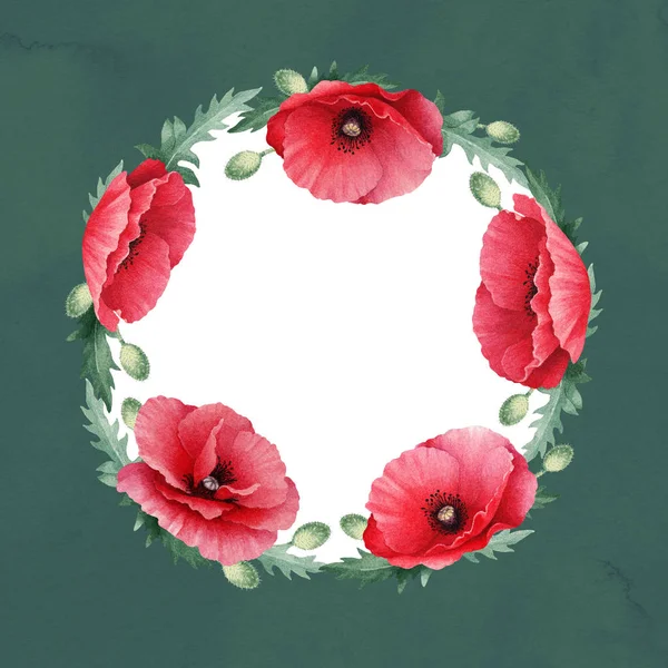 Aquarell Blumenkranz Perfekt Für Grußkarten Und Einladungen — Stockfoto