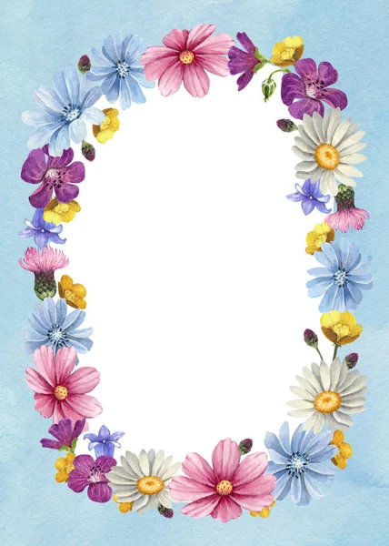 Couronne Florale Aquarelle Parfait Pour Les Cartes Vœux Les Invitations — Photo