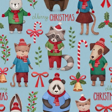 Suluboya hayvanlar Noel desen