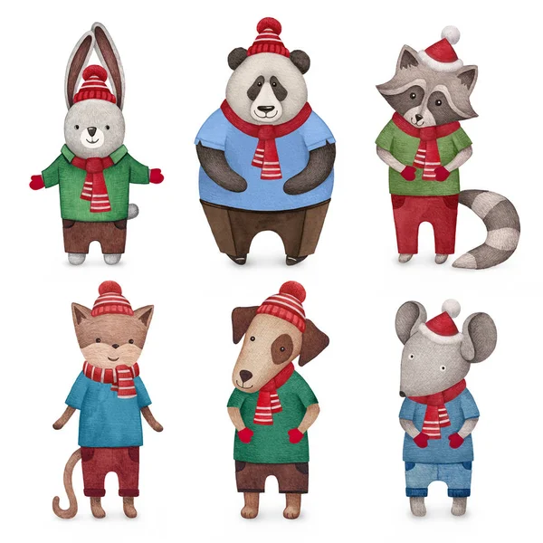 Watercolor cute animals — Stock Image Watercolor cute animals Stock Image