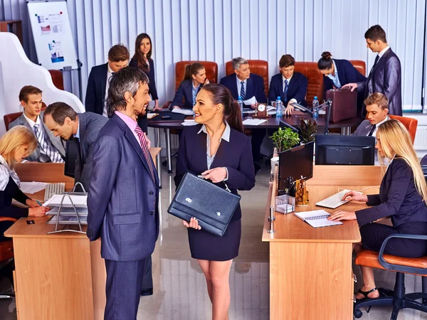 Business as usual. Woman discussion with man. — Stock Photo, Image