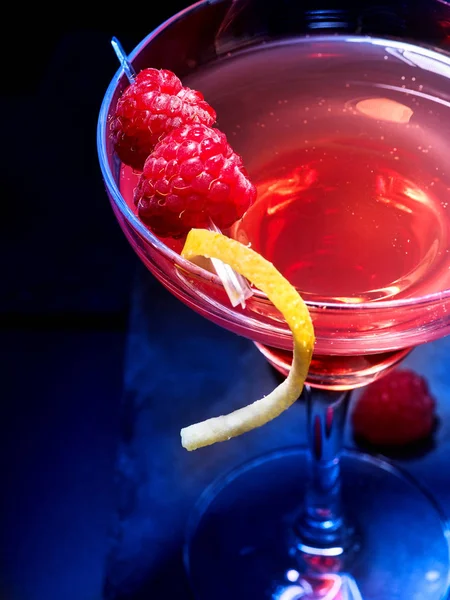 Raspberries cocktail on black background — Stock Photo, Image