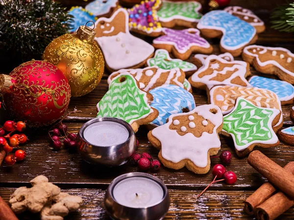 Christmas cookies on wooden table. — Stock Photo, Image