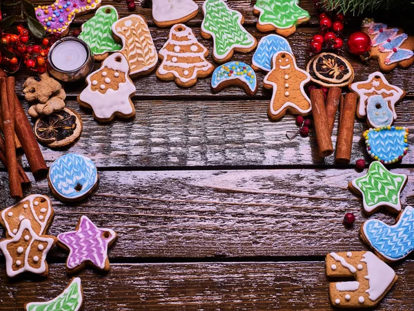 Baharat Noel çerezleri ahşap tablo kopyalama. — Stok fotoğraf