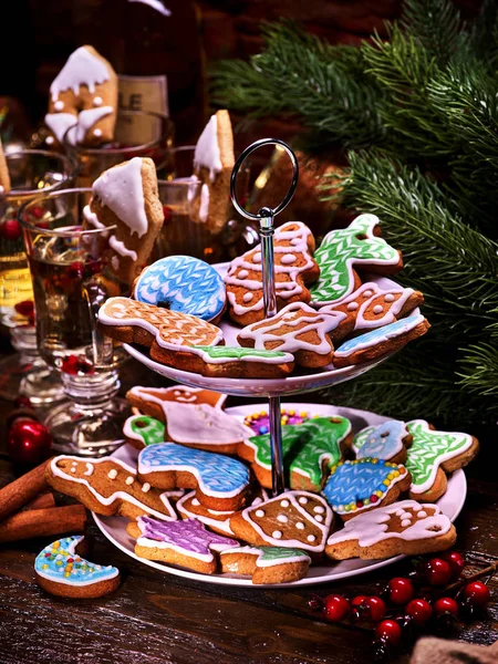 Різдвяне печиво на стенді Tiered, Cookie,. — стокове фото