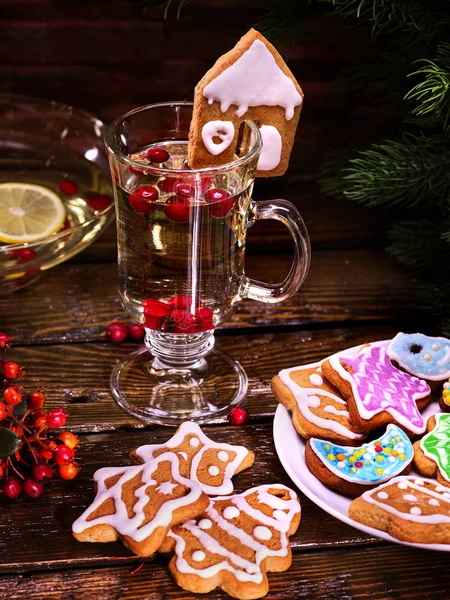 Noel kupa dekorasyon limon dilimi ve plaka tanımlama bilgileri. — Stok fotoğraf