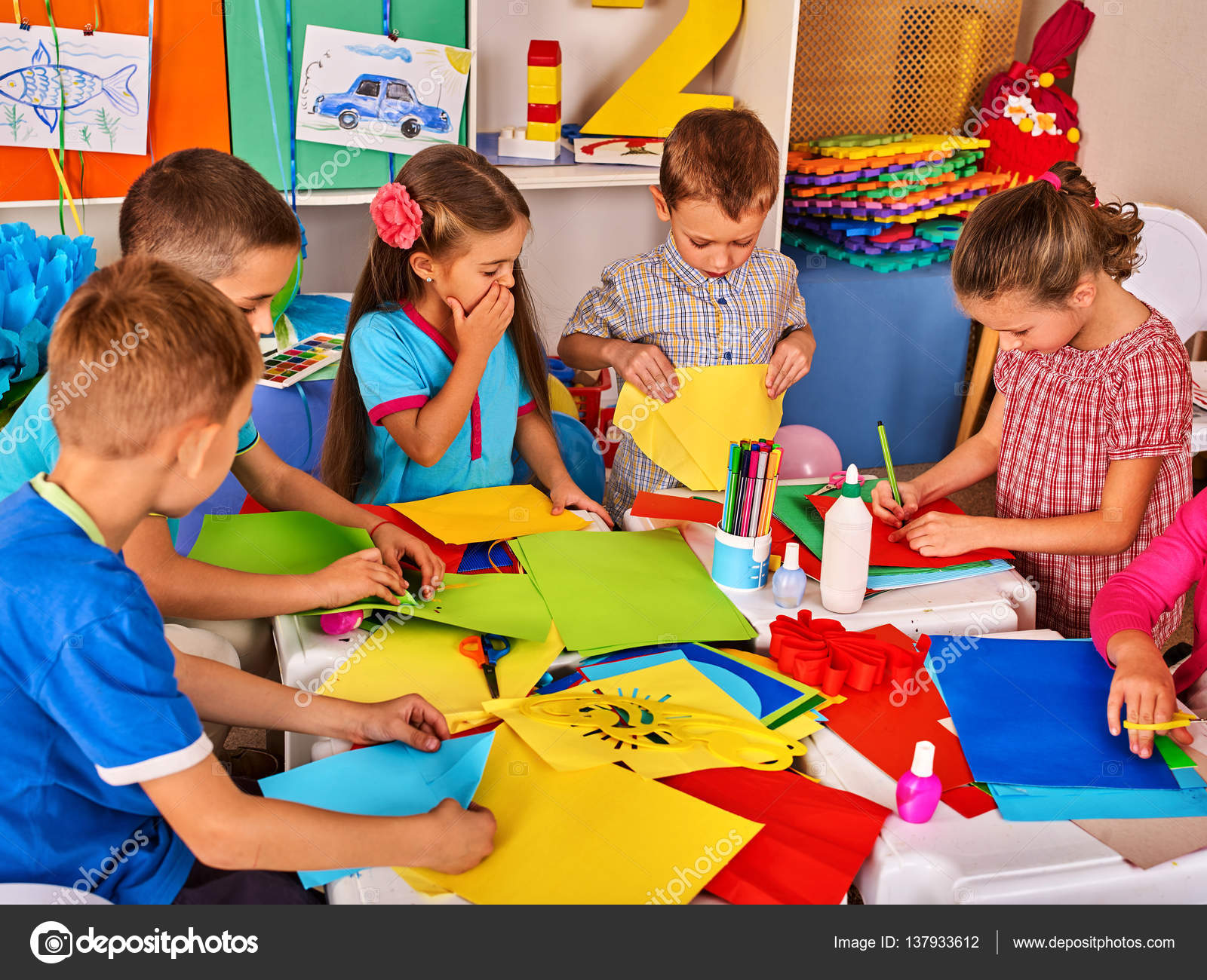 Child Cutting Paper In Class Kids Development And Social Lerning Children School Childrens Project Kindergarten Pictures Into Background Child Cutting Paper In Class Kids Development And Social Lerning Children School Childrens Project Kindergarten Pictures Into Background