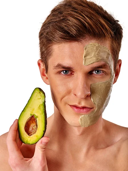 Facial man mask from fruits and clay . Face mud applied. — Stock Photo, Image