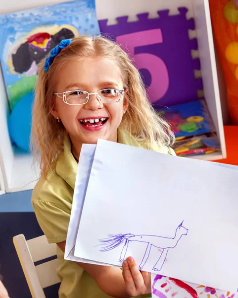 Small students children painting in art school class. — Stock Photo, Image