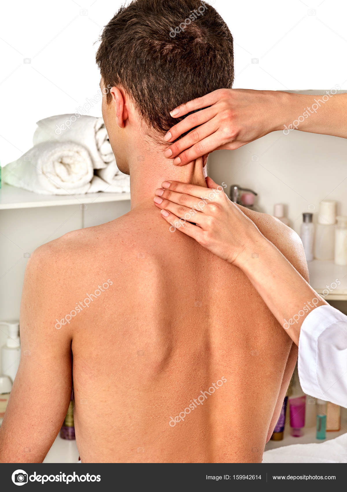 Shoulder and Neck Massage for Woman in Spa Salon. Stock Image