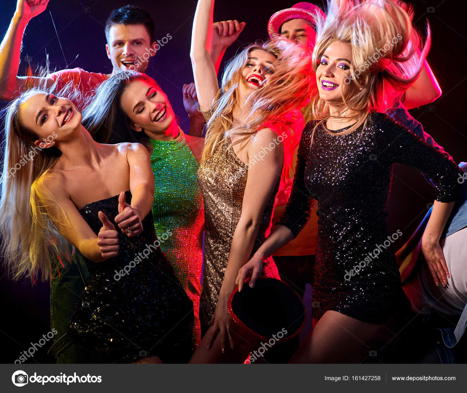 Dance party with group people dancing and disco ball. — Stock Photo ...