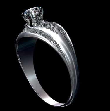 Beyaz altın Tektaş Yüzük Elmas mücevher ile.