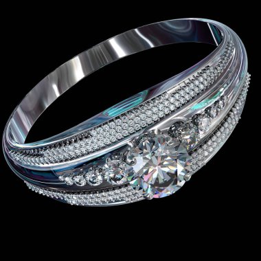 Elmas mücevher gümüş nişan grupla.