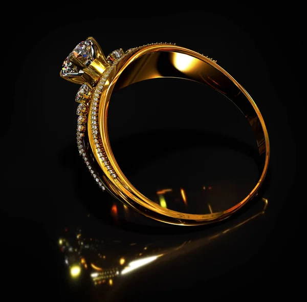 Anillo de oro de compromiso con joya de diamantes de joyería . — Foto de Stock