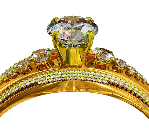 Обручальное золотое кольцо с драгоценным камнем . — стоковое фото