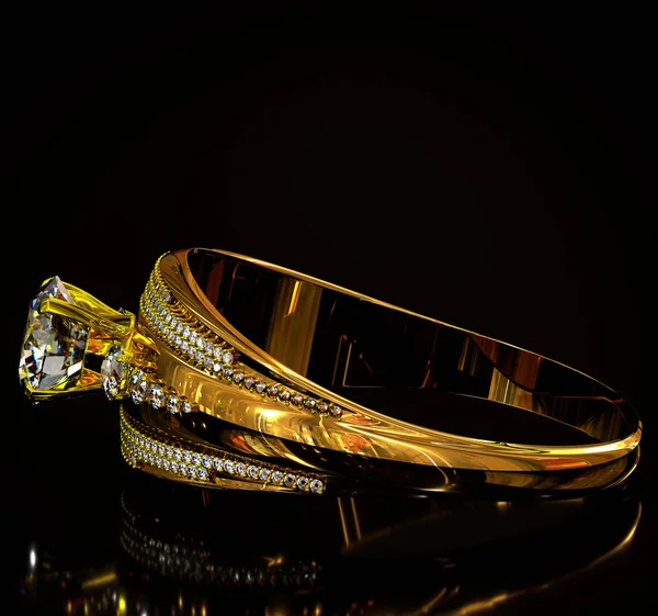 Anillo de oro con joyas de gema de diamantes . —  Fotos de Stock