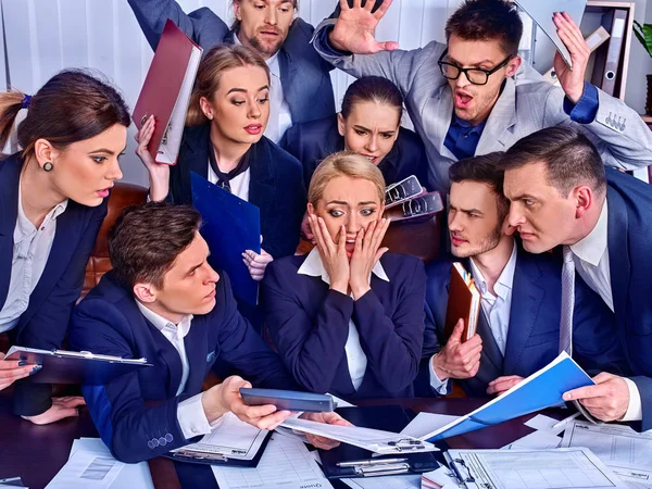 Business people office. Team people are unhappy with their leader. — Stock Photo, Image