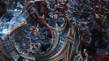 3D fraktal gelecekteki City. Galaksideki uygarlığın gelişimine.