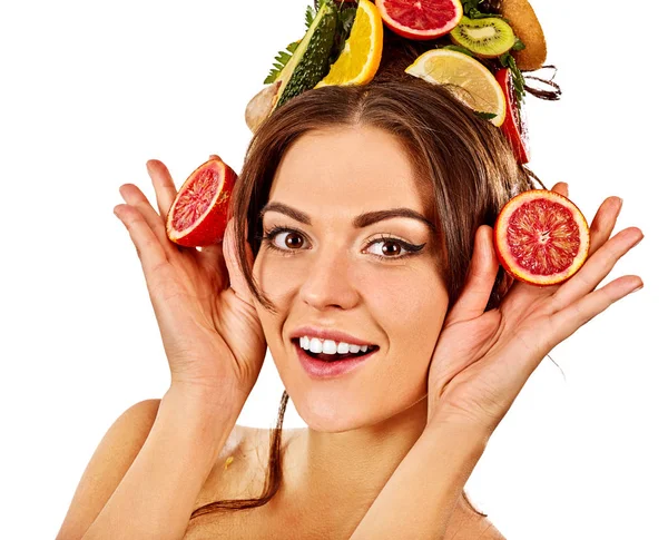 Cheveux et masque facial de fruits frais pour femme concept . — Photo