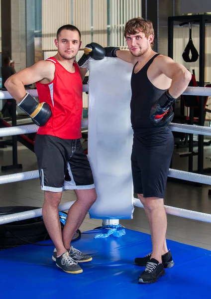 İki adam boksör ile boks halka. Adam meşgul dövüş sanatları. — Stok fotoğraf