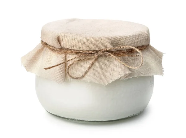 Горшок домашнего органического йогурта — стоковое фото