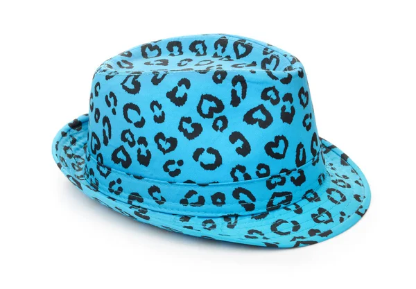 Modrý tečkovaný trilby klobouk — Stock fotografie