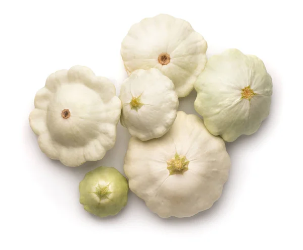 Top view of ripe white pattypan squashes — Stock Photo, Image