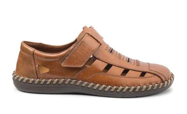Single men's brown leather sandal — Stock Photo, Image
