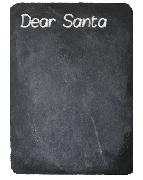 Drodzy Santa list za pomocą kredą na tablicy łupek — Zdjęcie stockowe