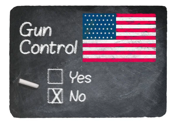Gun Control elección utilizando tiza en pizarra pizarra —  Fotos de Stock