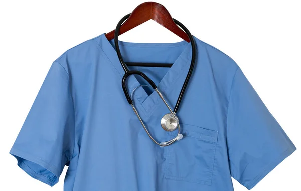 의료 전문 매달려 절연 블루 스크럽 셔츠 — 스톡 사진