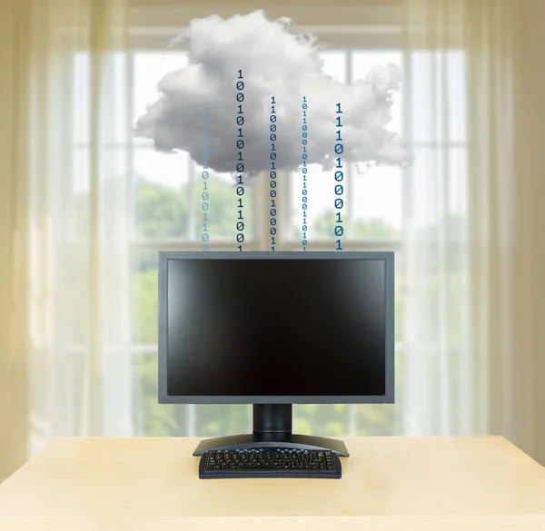 Cloud computing concept illustration with desktop PC — Stock Photo, Image