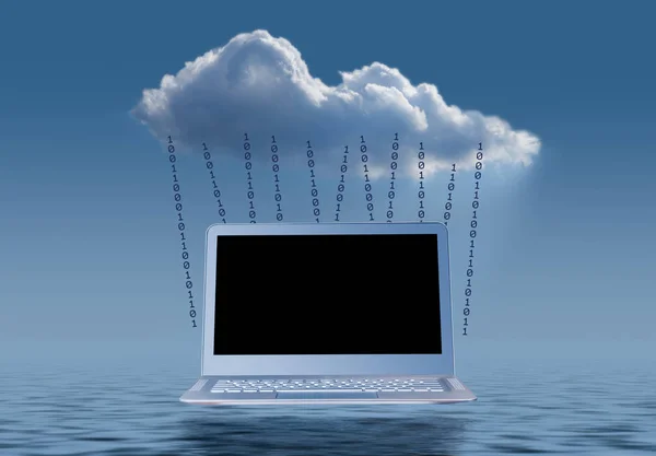 Cloud computing concept illustration with laptop — Stock Photo, Image