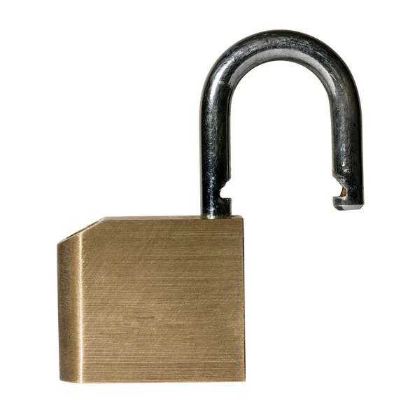 Macro shot of isolated brass padlock — Stock Photo, Image