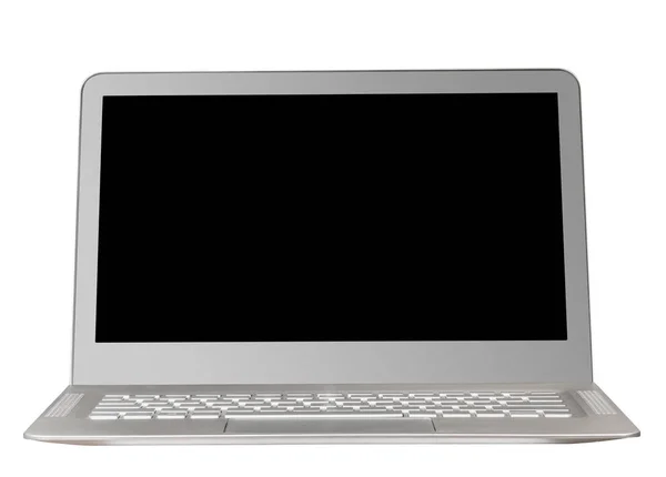 Moderne grijze metalen laptop geïsoleerd — Stockfoto