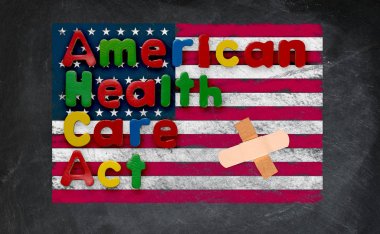 American Health Care Act illustration with US flag clipart