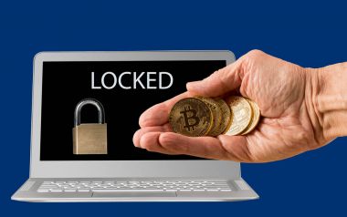 Ransomware ve bitcoin ödeme ile dizüstü bilgisayar