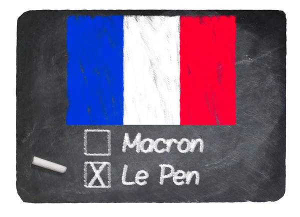 Franse verkiezingen opvatting using krijt op leisteen bord — Stockfoto