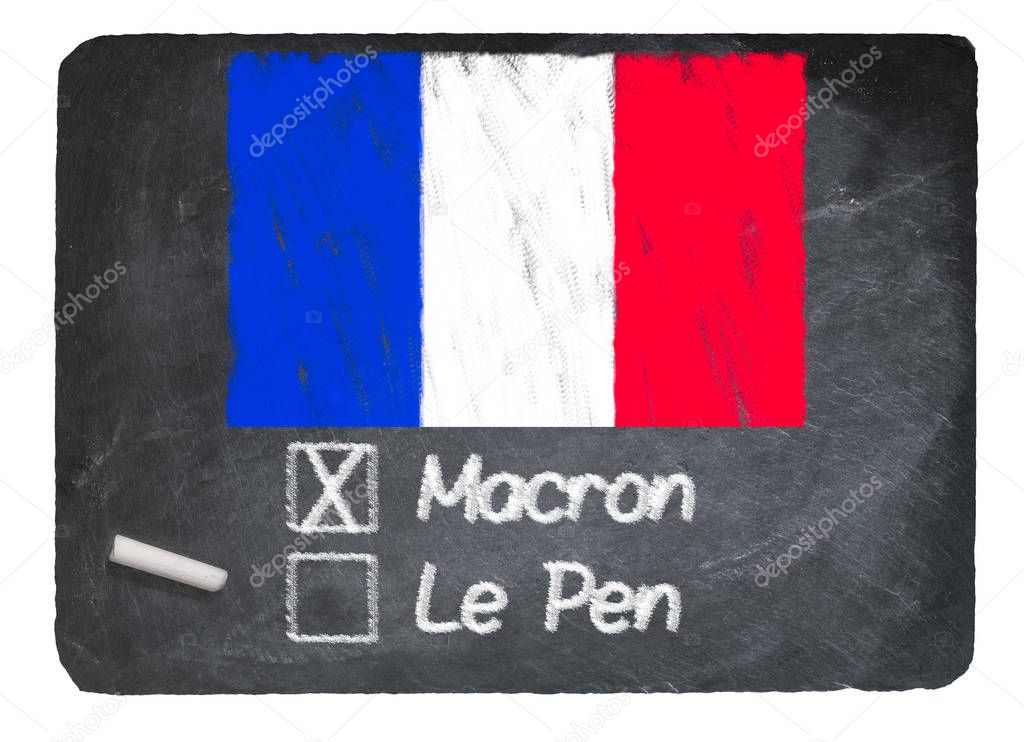 French election concept using chalk on slate blackboard
